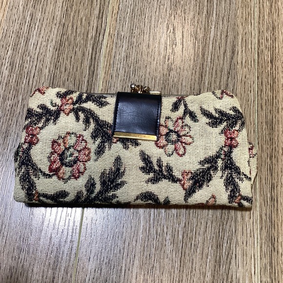 Vintage Floral Brocade Kiss Clasp Coin Pouch Clutch Wallet Bag‎ - Picture 2 of 7